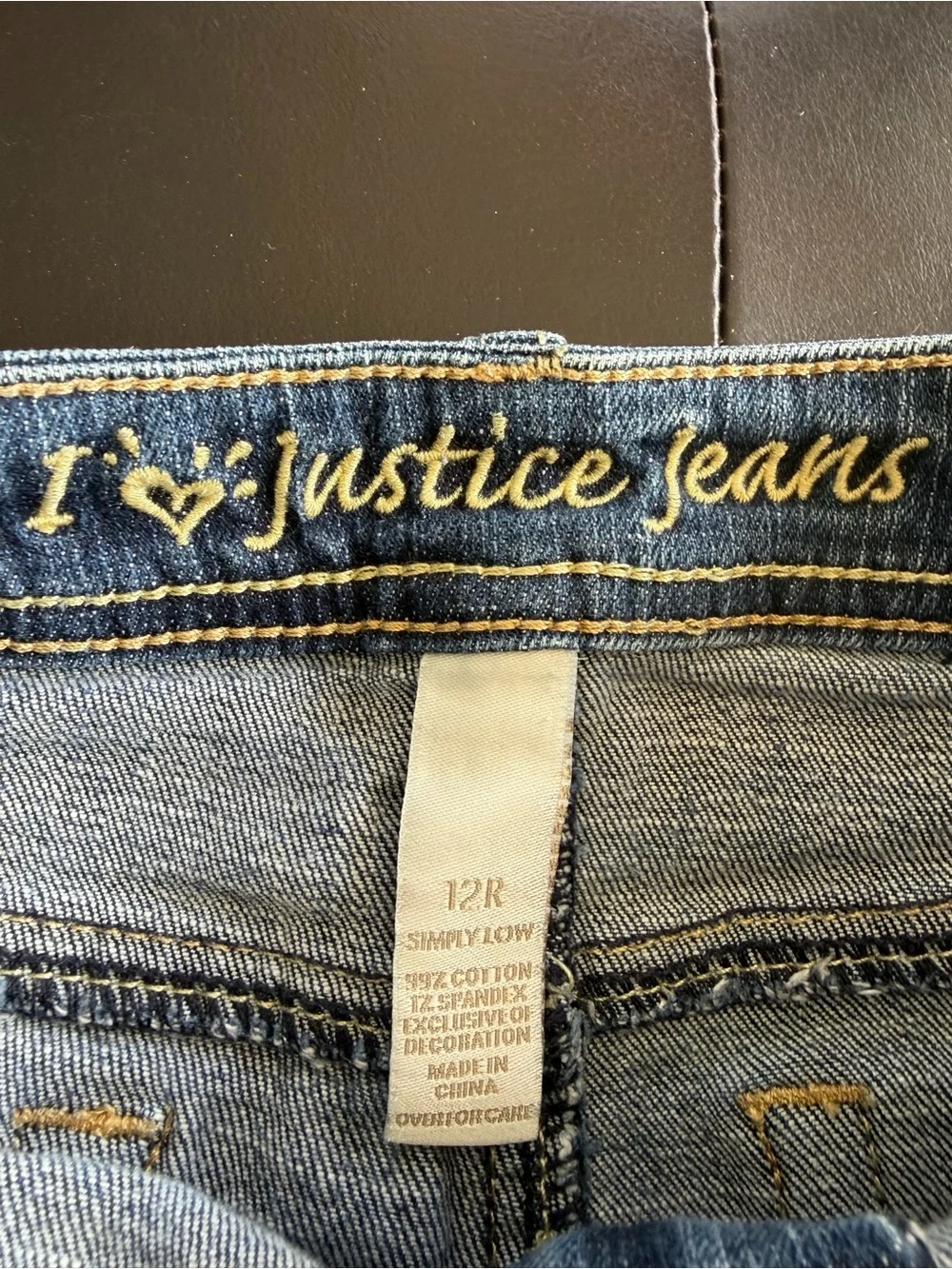 Justice Girls Denim Shorts Size 12R Simply Low Medium Wash Flap Pocket Y2K